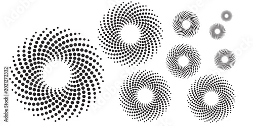 Collection of Abstract Swirling Dot Patterns and Designs.