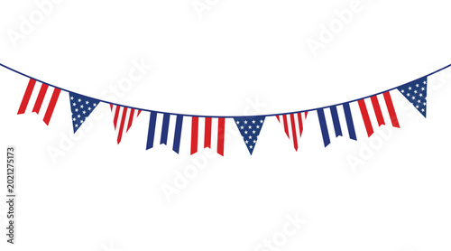 Quadro su tela USA Patriotic Bunting Banner Vector Illustration with Stars and Stripes for Independence Day, 4th of July, Memorial Day and American National Holidays