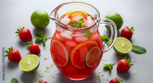 Strawberry and lime refreshing drink