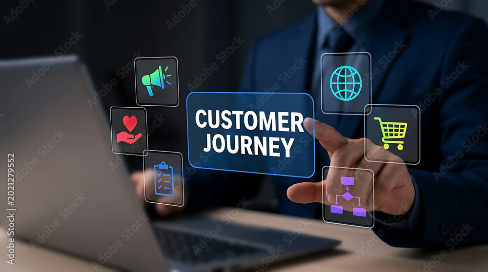 Naklejka premium Customer Journey Mapping Digital Marketing Business Experience Concept