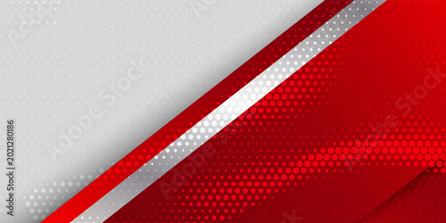 Modern futuristic tech presentation banner background with 3D geometric abstract shapes, gold and silver gradient lines on minimal white.