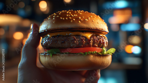 big hamburger on the road