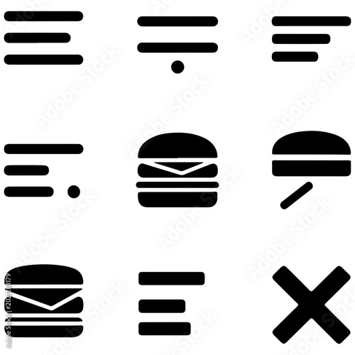Photos Prohibited and allowed items icon set on white background with flat design