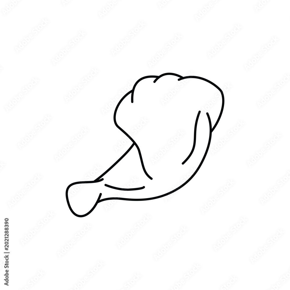 Obraz premium Line art illustration of a single chicken leg, simple and clean design