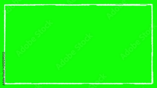 Green Screen White Hand Drawn Rectangle Border Line Frame Animation