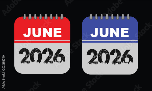 June 2026 Calendar Icon Set Vector
