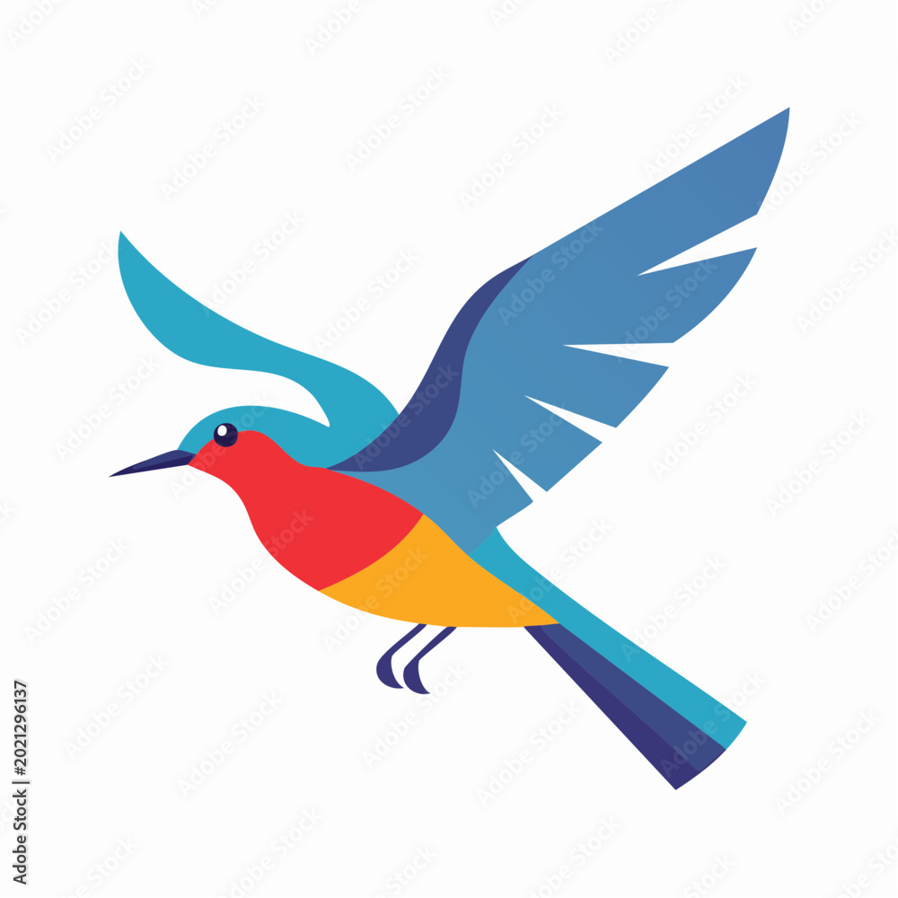 Fototapeta premium Stylized Blue Bird in Flight