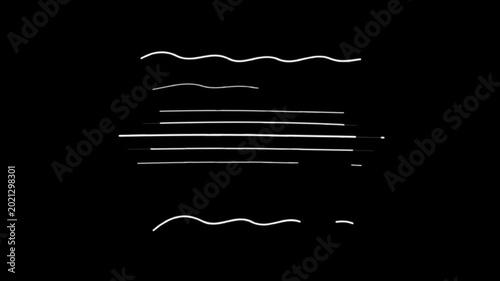 Minimal White Hand Drawn Line Animation on Black Background 4k