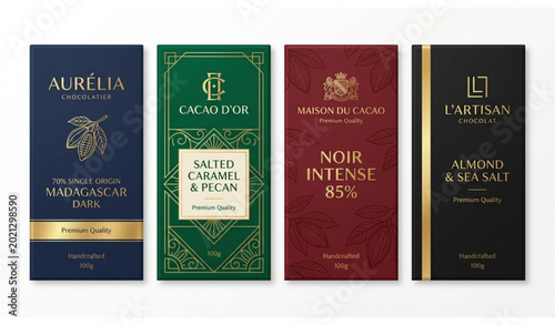 Foto Luxury chocolate bar packaging design template premium confectionery branding wr