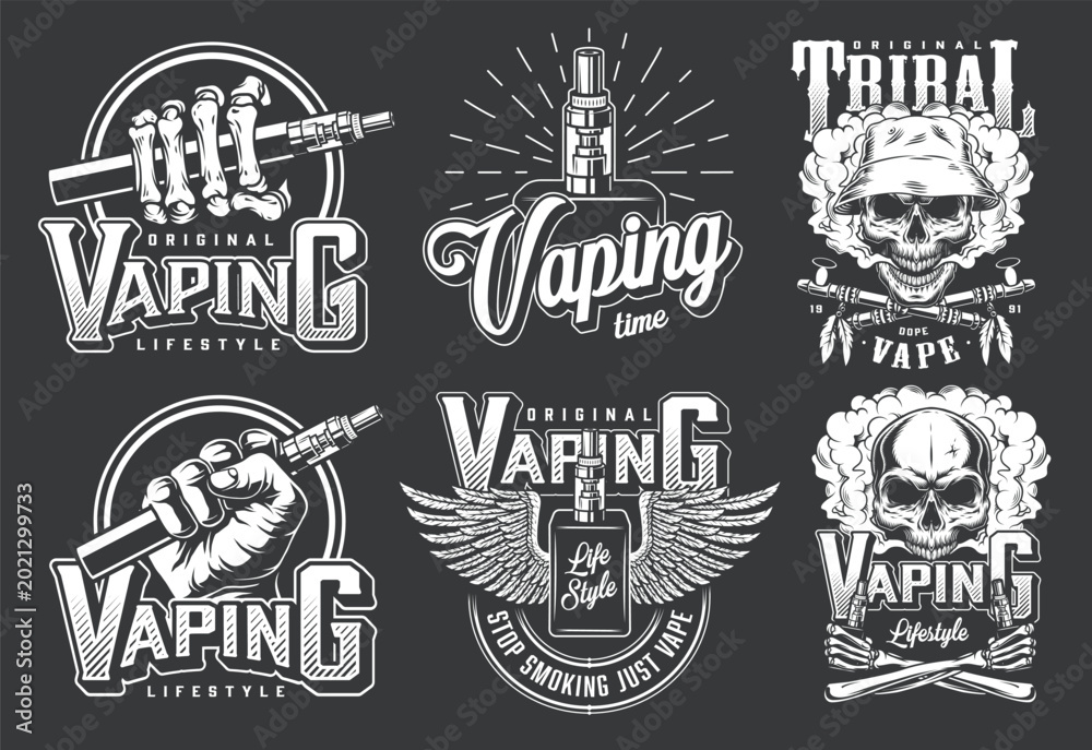 Fototapeta premium Vaping designs with skull art