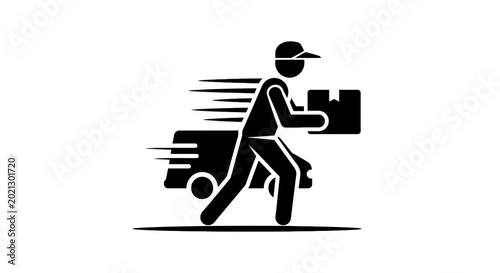 Man running with package delivery.
