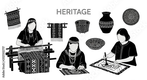 Konstfotografi Indigenous artisans creating traditional heritage crafts and textiles illustration