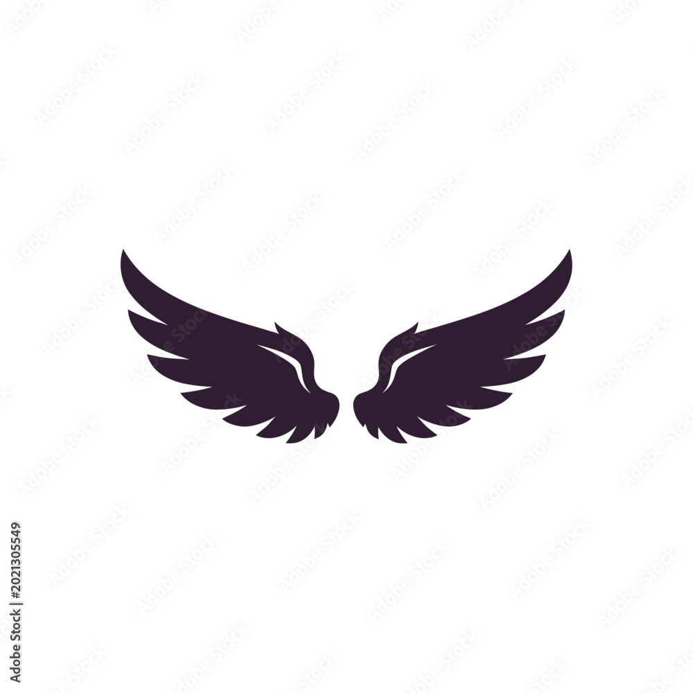 Fototapeta premium Black wings symbol icon graphic design.