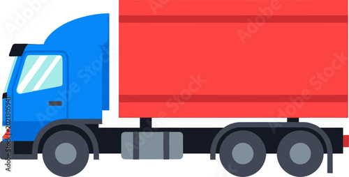 Foto Blue and Red Delivery Truck Illustration for Transportation.