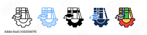 Education System Icon Multiple Style