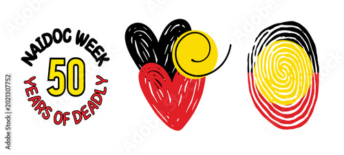 Foto Art & Illustration of Australian Aboriginal Flag shapes Celebration, Indigenous