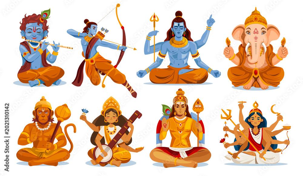 Fototapeta premium Hindu Gods Character Collection