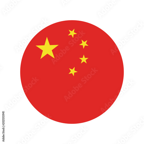 China flag circle button icon vector illustration. China official flag, The national flag of the People's Republic of China.