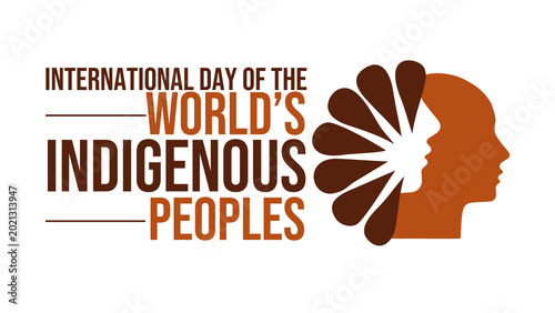 A modern and impactful poster for International Day of the World’s Indigenous Peoples, featuring bold typography and a unique dual profile silhouette design in warm earth tones