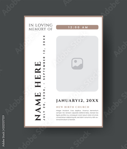 Funeral Template for Memorial Program. Minimalist Funeral ainvitation Card Bifold Brochure Design Layout.