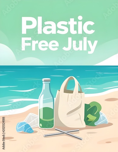 Plastic Free Lifestyle Illustration for Plastic Free July Campaign