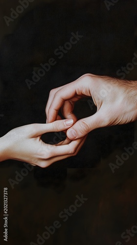 Two human hands meet to form a perfect circle, symbolizing connection, support, and continuity against a dark backdrop.