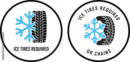 Bild auf Leinwand Ice tires chains required signs