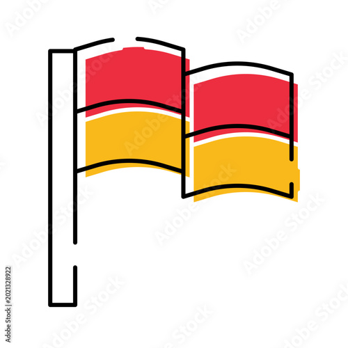 Bilde på lerret Lifeguard flag waving, indicating a designated swimming area with supervision, p