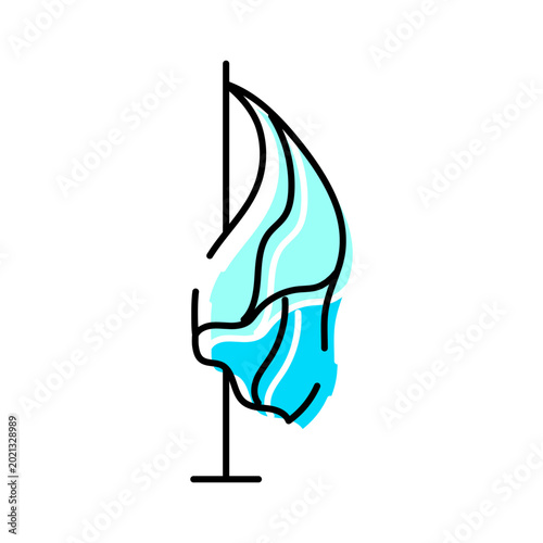 Canvas Print Sail billowing on a mast, abstract minimalist vector suggesting wind, movement a