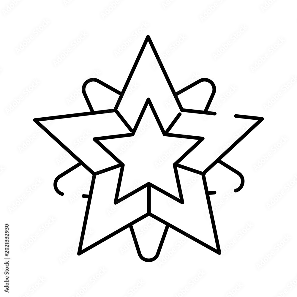 Obraz premium Single line abstract star creating a concentric geometric pattern, representing celebration, achievement, quality, and celestial wonder in minimalist design