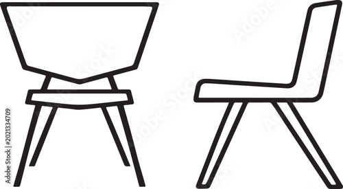 Billede på lærred Contemporary seating furniture contour icon with elegant decorative furnishing a