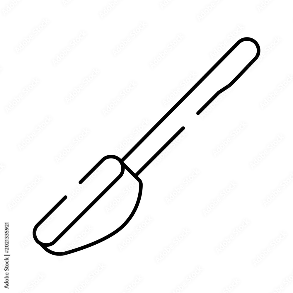 Fototapeta premium Spatula kitchen utensil line art icon illustrating baking and cooking tools, perfect for graphic design and web elements needing a simple outline illustration