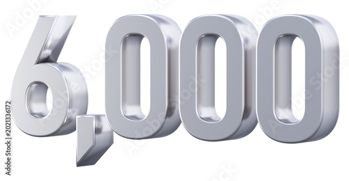 Fotografie Large shiny chrome 3D number 6,000