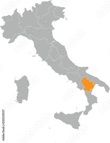 Konstfotografi Basilicata Location on Map of Italy with States and Regions Editable Cartographi