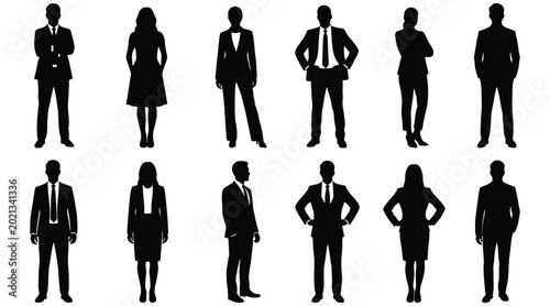 Tableau sur toile Set of business people silhouettes