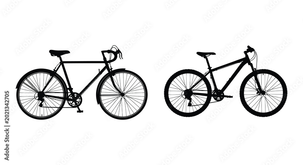 Fototapeta premium bicycle silhouettes two bikes on white background