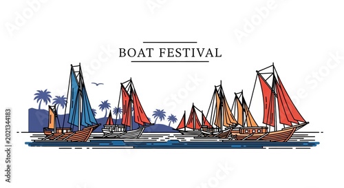 Fotografie Traditional wooden sailboat fleet in a maritime festival.