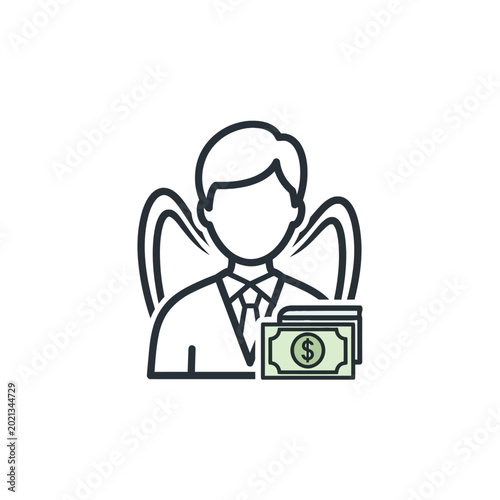 Obraz na płótnie Businessman with money and wings icon.