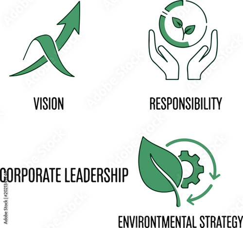Green leaf with gear corporate eco strategy.