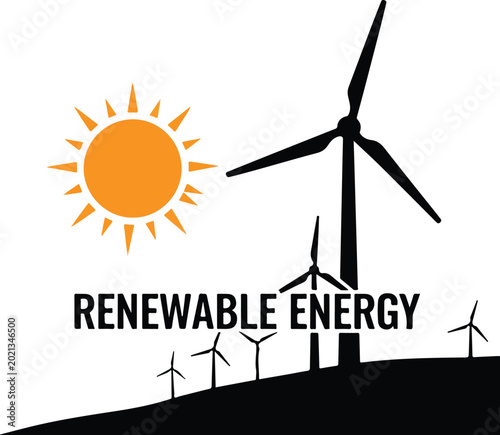 Wind turbines renewable energy system.