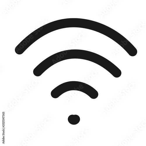 Hand-drawn sketchy wifi icon in black pen stroke style