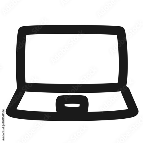 Hand-drawn sketchy icon of a laptop in pen stroke style