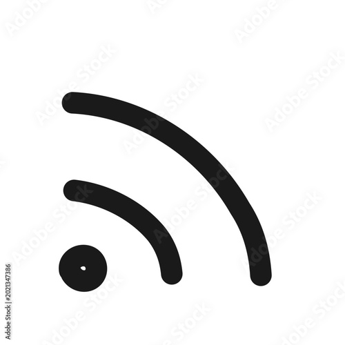 Hand-drawn sketchy RSS feed icon in organic pen stroke style