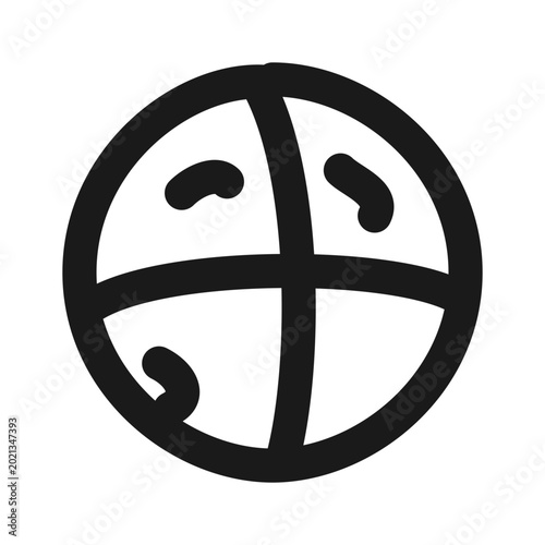 Hand-drawn sketchy icon of planet earth in pen stroke style