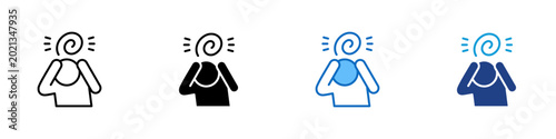 Foto Anxiety Peak Multiple Style Icon Design Vector - Person holding head with spiral