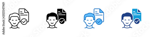 Bild auf Leinwand Context Understanding Multiple Style Icon Design Vector - User with verified doc