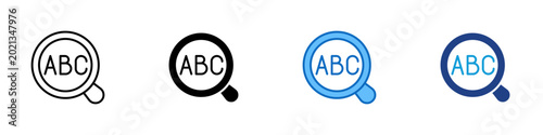 Fotografija Grammar Checking Multiple Style Icon Design Vector - Magnifier with alphabet let