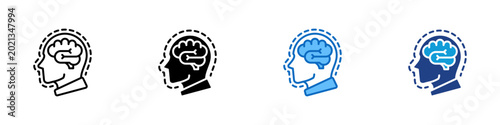 Tableau sur toile Mental Resilience Multiple Style Icon Design Vector - Head with brain representi