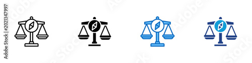 Bild auf Leinwand Moral Compass Multiple Style Icon Design Vector - Balance scale with compass rep
