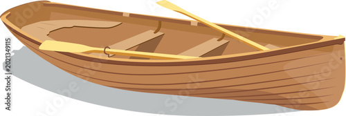 Photos 3d Classic Rowing Boat with Paddle Vector Design